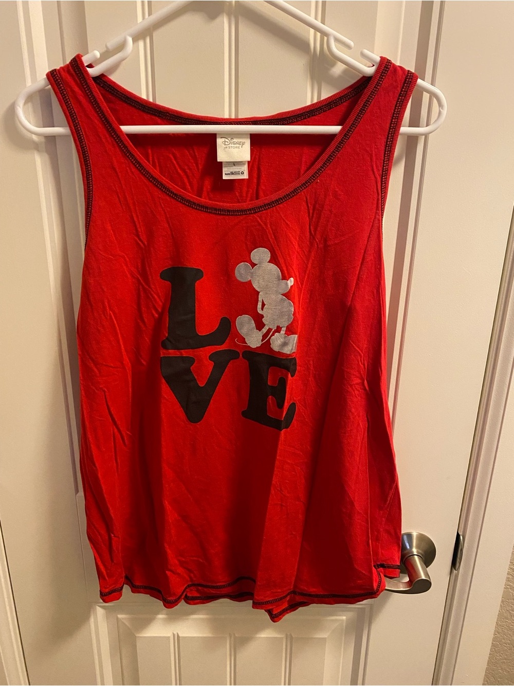 Disney Store L Tank Top Red Love Mickey Mouse Large Shirt Lg